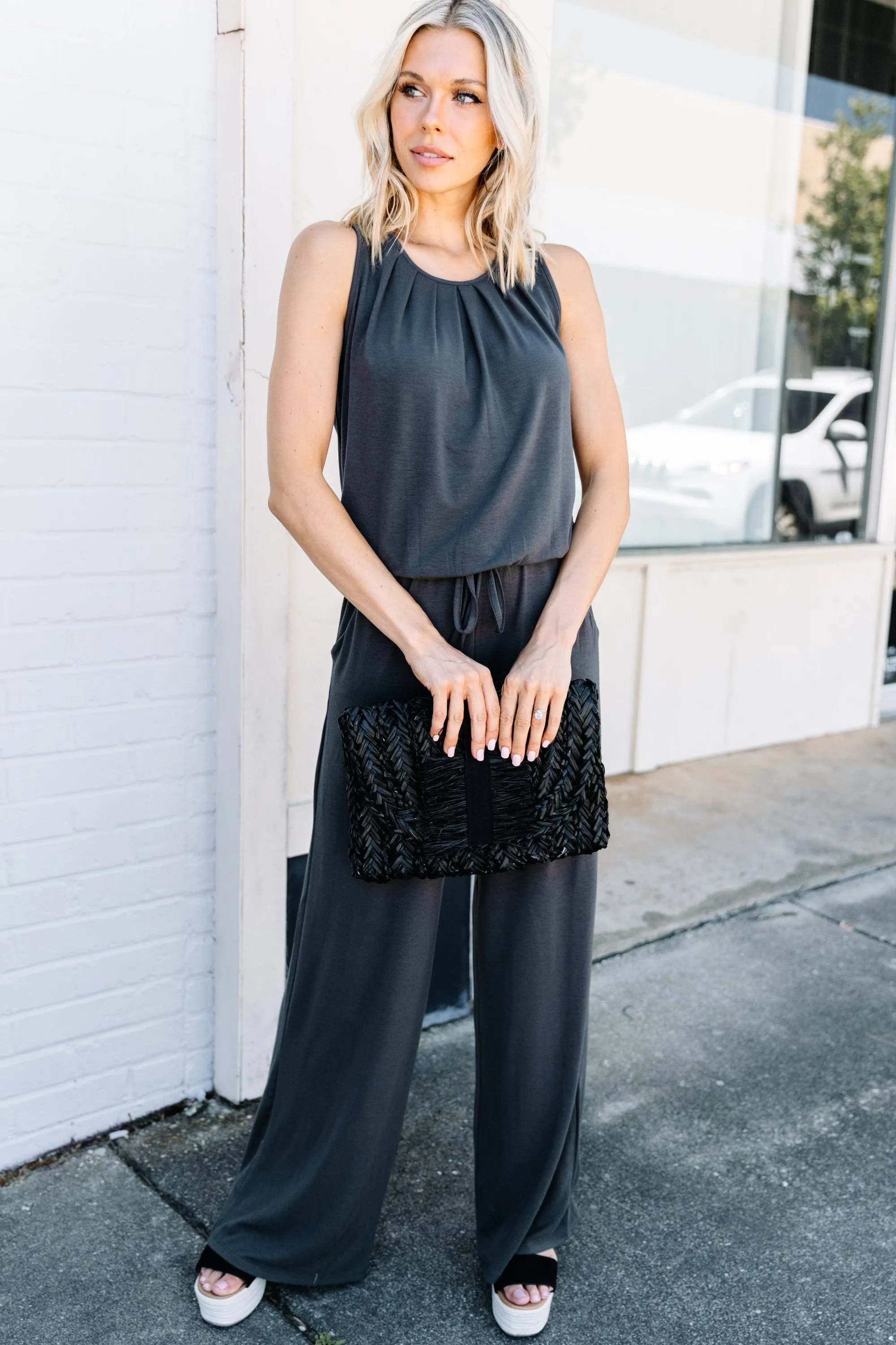 Feeling So Free Ash Gray Jumpsuit